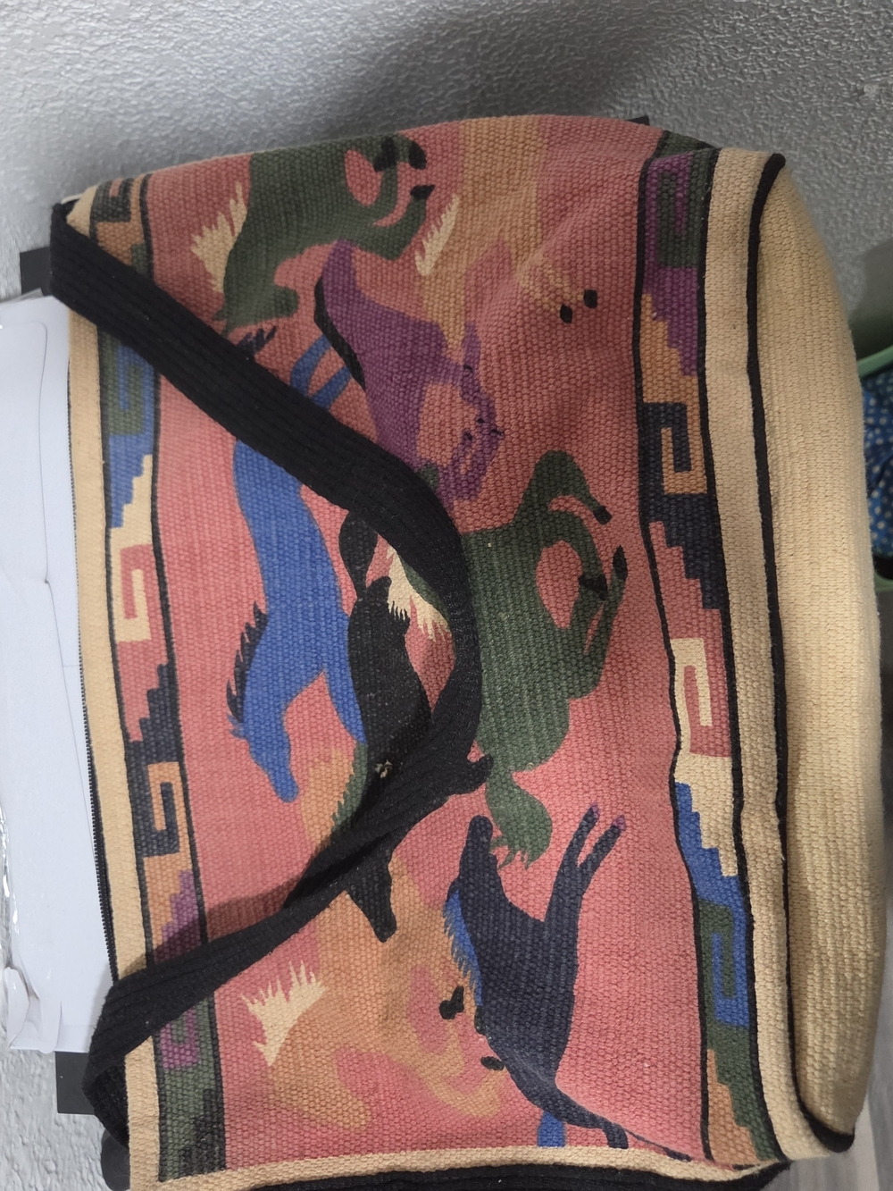 Colorful Horse-Print Canvas Tote Bag - Pink - Picture 2 of 3